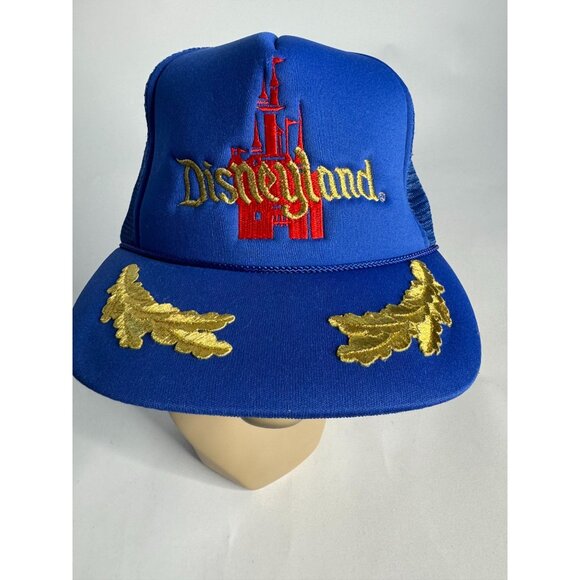 Disneyland Vintage Blue & Gold Trucker Hat With Adjustable Snapback - Picture 12 of 16